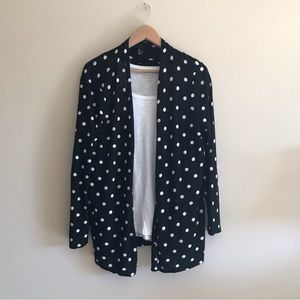 H&M black and white polka dot open front cardigan,size Large